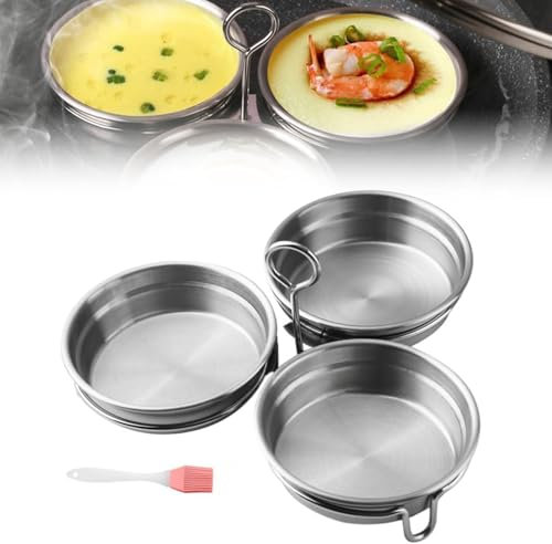 Egg Poacher Insert, Stainless Steel Poached Egg Cooker Eggs Poaching Cup Egg Poachers Nonstick, 3 Eggs Poached Egg Maker Compatible with Skillet, Instant Pot and Pressure Cooker (B)