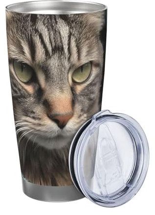 LZQPOEAS 20oz Tumbler with Lid Stainless Steel Tumbler Vacuum Insulated Cup Cat smashes glass in car Tumblers Double Wall Car Cup Insulated Tumblers for Travel Coffee Car