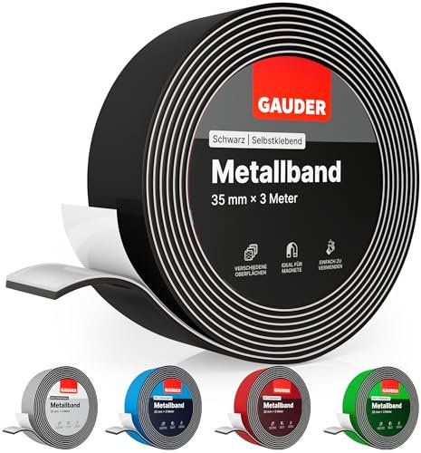 GAUDER Metallband selbstklebend schwarz I Magnethaftband ideal für Tonies®-Figuren & -Regale I Magnetband für Magnete | Ferroband I Eisenband (3 m)