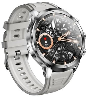 XINDADA 4G Full Netcom Android Smartwatch 1.95 inch Amoled Spherical Screen 128GB Storage GPS WiFi Download Smart Watch H19 (8GB 128GB,Silver)