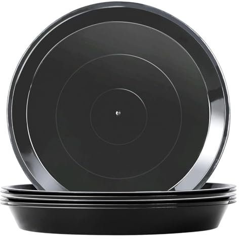 thirei Kunststoff Blumenuntersetzer,30cm Blumentopf Untersetzer, 5 Stück Untersetzer für Blumentöpfe, für Innen und Außenpflanzen, Schwarz