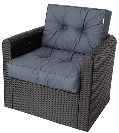 Bjird Sesselkissen 2-teilig – Sitzkissen & Rückenkissen für Rattansessel, Stuhlkissen, Rattanmöbel & Gartenmöbel – Outdoor Auflage – wasserabweisend, rutschfest, Oeko-TEX - Marineblau - 59x59 cm