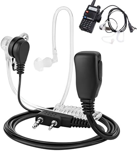 Radio Earpiece 2 Pin Walkie Talkie Earpiece with Mic Ear Piece for Radio With PTT for Security Guard Accessories