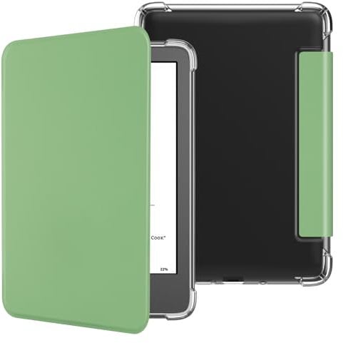 HGWALP Case for 6 Kindle (11th Generation-2024/2022 Release), Ultra Clear Soft Flexible Transparent TPU Back Cover Light Shell with Auto Wake/Sleep for Kindle 2024/2022 11th Gen.,Matcha Green