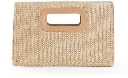 Cosmeria Damen Strandtasche Klein, Geflochtene Boho Beach Bag für Frauen, Weizenfarben, 19 cm x 31 cm x 8.5 cm, Elegant, Praktisch, Hochwertig, Vielseitig
