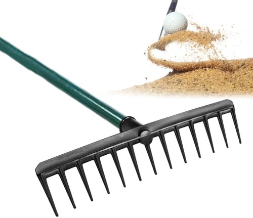 Rastrello di livellamento per terreno, livellamento prato con rastrello da prato,Strumento da giardinaggio resistente con livello di campo da golf per levigatura di ghiaia, giardino e terreni esterni