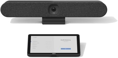 Logitech Rally Bar Huddle All-in-One Conference Camera with TAP IP Touch Controller Kit – 4K UHD PTZ Camera, 4x Zoom, Speaker, 6 Microphones, 10.1” Display, Oleophobic, Graphite (Renewed)
