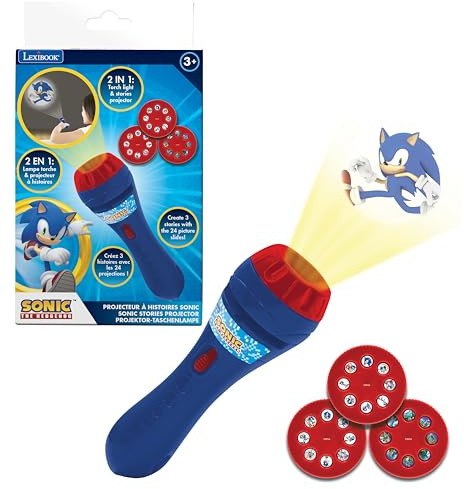 Lexibook, Sonic, Geschichtenprojektor, LTC050SNLXB | 3 Geschichtenscheiben, 24 Bilder, Taschenlampe, Sonic-Motiv