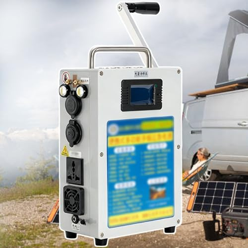 pealiritansemen Générateur Portatif À Manivelle 500 W, Batterie Externe Portable, Grande Capacité 340 Wh, Petite Alimentation De Secours, pour Le Camping, Les Voyages Et Les Réfrigérateurs De Voiture