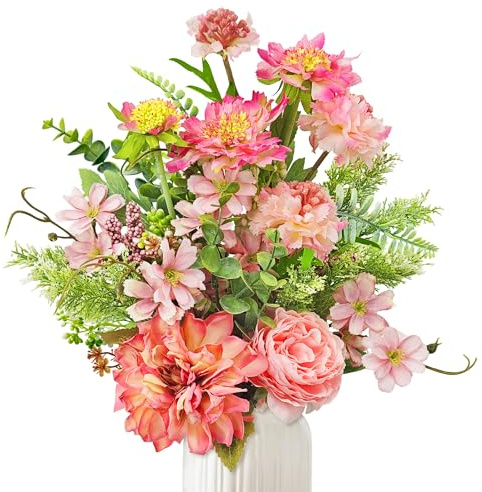 YMIFEEY Kunstblumen wie Echt Künstliche Blumen Zweige Blumenstrauß (Rosa) | Seidenblumen Rot, Fake Blumen Pflanzen Deko Zweige, Artificial Flowers DIY Tischdeko Valentinstag Muttertag Frauen Geschenk