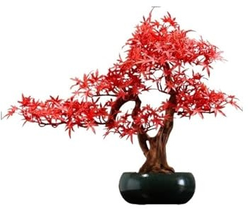 anxinda Künstlicher Bonsai-Baum Künstlicher roter Ahorn-Bonsai mit Topf, Hotel-Schreibtischdekoration, künstliche Pflanzendekoration fürs Homeoffice