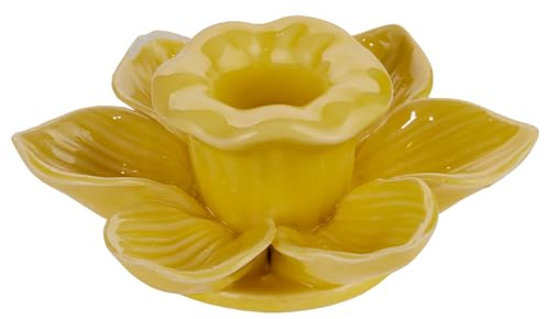 BUTLERS Kerzenhalter 10x10x5cm Steinzeug -Blossom- Stabkerzenhalter in Blütenoptik für Moderne Tischdeko | Kerzenständer aus Keramik | Dekoration Wohnzimmer