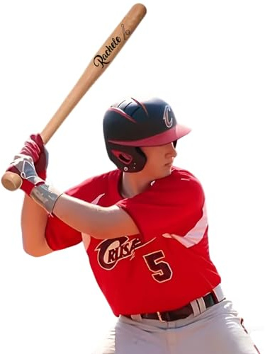 Mazza da Baseball Personalizzata in Legno Massello, Disponibile nella Misura 38/48 Cm, Ideale per l'allenamento e il Divertimento nel Tempo Libero (48 cm)