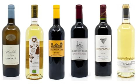 Cellier du Périgord Pack Découverte 6 Vins du Sud-Ouest AOC | Six vins AOC 75cl : Bergerac sec, Côtes de Bergerac moelleux, Monbazillac, Cahors, Lussac Saint-Émilion et Pécharmant