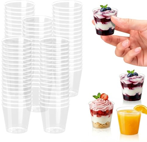 150 Pcs Verrines Shooter Plastiques, 3cl/30 ml Verres à Shot Réutilisables