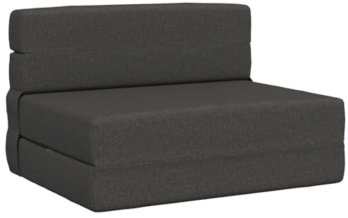vidaXL Klappsofa Bett Dunkelgrau 100 x 80 x 60 cm Stoff, Verstellbares Sofa-Bett, rechteckige umwandelbare Couch, vielseitiges Möbelstück für Schlaf- und Wohnzimmer