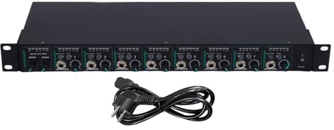 PolyGen Splitter per cuffie 8 canali con circuito analogico HiFi e misurazione LED a 6 segmenti, design per montaggio su rack 1U, amplificatore per cuffie stereo per palco e