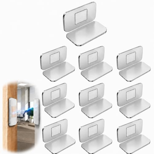 10 Pares de Cerraduras Magnéticas para Armarios,Puerta Ultra-fino Pestillo | para Puertas de Gabinetes con Montaje sin Taladros y Adhesivo, Imanes para Puertas de Cocina, Roperos, Armarios y Cajones