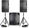 Complete PA System with Active Speakers, 18-Inch Powered Subwoofer, Speaker Stands and XLR Cables – Integrated DJ Sound Kit, 1700W, DSP, Ideal for Events, Clubs & Stages