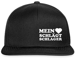 Spreadshirt Mein Herz Schlägt Schlager Schlagermusik Snapback Cap, One Size, Schwarz/Schwarz
