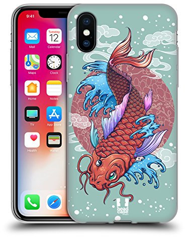 Head Case Designs Koi Orientalische Symbole Soft Gel Handyhülle Hülle kompatibel mit Apple iPhone X/iPhone XS