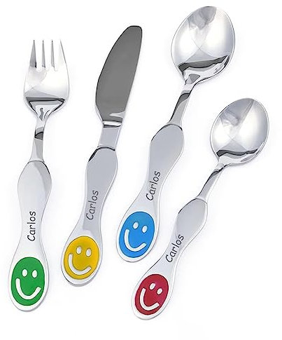 Set de cubiertos infantiles personalizados - Regalo para bebés o niños