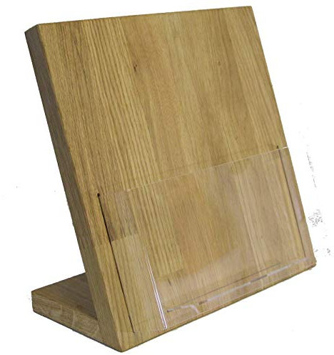 LINLAY Intarsien & Gravuren 22 x 22 cm Tisch Flyerhalter Holz Eiche Prospektständer Flyerständer Prospekthalter