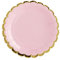 PartyDeco Lot de 6 grandes assiettes en carton rose avec bords dorés