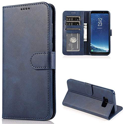 CTIUYA Schutzhülle für Samsung Galaxy S8, Hülle Handyhülle Leder Klapphülle Handytasche Flip Brieftasche Schutzhülle Magnet Wallet Case Tasche Lederhülle für Samsung Galaxy S8,Dunkelblau