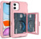 WeLoveCase iPhone 11 Wallet Case for Women, Men Defender Credit Card Holder Cover with Hidden Mirror Three Layer Shockproof Heavy Duty Protection All-Round Armor Protective Case for iPhone 11 Pink