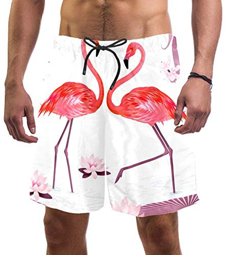 Eslifey - Costume da bagno da uomo con fenicotteri rosa, taglia L Multi M
