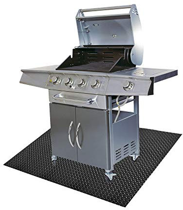 Mardili - Tappetino per barbecue a gas, per cortile, esterno, terrazza e patio, colore: nero (120 x 90 cm)