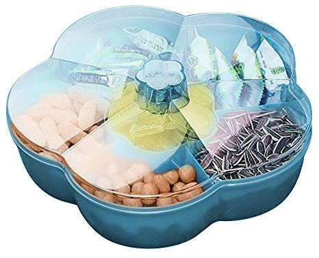 Snack Aufbewahrungsbox, Süßigkeiten Box, Snack Serviertablett Snacks Aufbewahrungsbox Mit Deckel für Nussbonbons Trockenfrüchte Lebensmittel Aufbewahrungsbox Obstbox Trockenobstbehälter, Blau