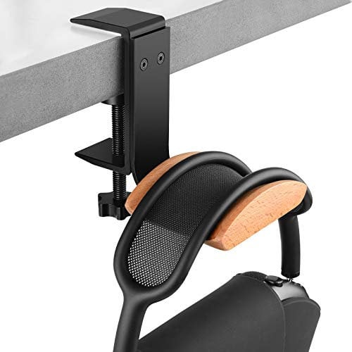 Linkidea Headphone Stand Hanger Compatible with Apple Airpods Max, Bracket Wood Headphone Headset Hanger Holder, Clamp Rack Hook Under Desk Table Headphone Hanger Holder (Beech)