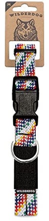Wilderdog Climbing Rope Dog Collar - Outdoor Durable Climbing Rope Design with Heavy-Duty Secure Hardware for Safety - Adjustable to fit 13-18 Around with a 1 Band - Medium - Rainbow