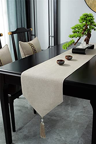 Tischläufer Einfacher hängender Spike 13 X 98.4 inches(33 X 250cm) Leinen Tischband Läufer Abwaschbar für Küche Speisetisch Tabletop Dekor
