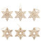 com-four® 6X Tannenbaumschmuck Holz-Anhänger Set - Weihnachtsbaumschmuck zum Dekorieren - Christbaumschmuck im Schneeflocken-Design