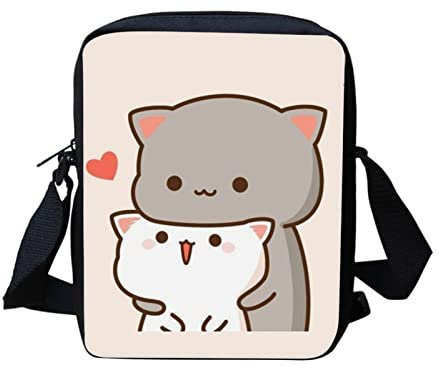 Biyejit Kuriertasche, Umhängetasche, Umhängetasche, Handbgas Sling Sling Satchel mit verstellbaren Trägern, Niedliche Cartoon-Katzen.