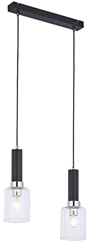 Licht-Erlebnisse Lange Pendelleuchte MUIRNE Metall Glas höhenverstellbar 2-flammig E27 L:44cm Hängelampe Wohnzimmer