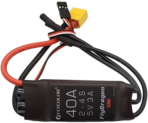Flycolor 40A ESC 2-4S Elektrischer Geschwindigkeitsregler 5V 3A BEC mit XT60 & 3,5mm Bullet Plugs für RC Drohne Flugzeug Bürstenlose Motoren