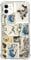 Skull and Blue Butterfly Phone Case Compatible with iPhone 11，Vintage Newspaper Skull Bones Phone Cover for Girl Women Men,Unique Soft TPU Bumper Case Cover
