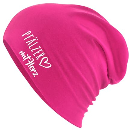 Huuraa Slouch Beanie Pfälzer mit Herz Geschenk | Erwachsenen Wintermütze Baumwolle und Elasthan Mütze Geschenkidee doppellagige Baumwollmütze