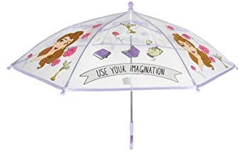 Regenschirm Kinder Mädchen | Disney Prinzessinnen | Die Schöne und das Biest | Stockschirm | Belle Schirm | Geschenke für Mädchen | durchsichtiger Regenschirm