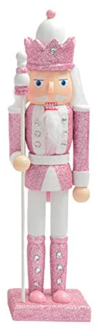 Ornamenti rosa schiaccianoci | Guardia del soldato schiaccianoci di Natale rosa da 11,8 pollici | Festive Glitter Figure da collezione Schiaccianoci Giocattolo per decorazioni natalizie, 4 Steadybombb