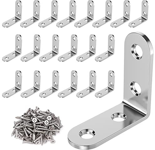 VOCIBO® 40 Stück Winkelverbinder, Metallwinkel 90 grad 40X40mm Edelstahl, Winkel klein Mit Schraube für Anbau Winkel Bracket Möbel Tabelle Stuhl Bücherregal