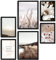 decomonkey | 6er Poster Set mit schwarzem Rahmen | Boho Abstrakt | 4 x DIN A4 & 2 x DIN A3 | Wohnzimmer Schlafzimmer Wandposter Blider Collage Modern Wanddeko Landschaft Blumen Sprüche Vintage