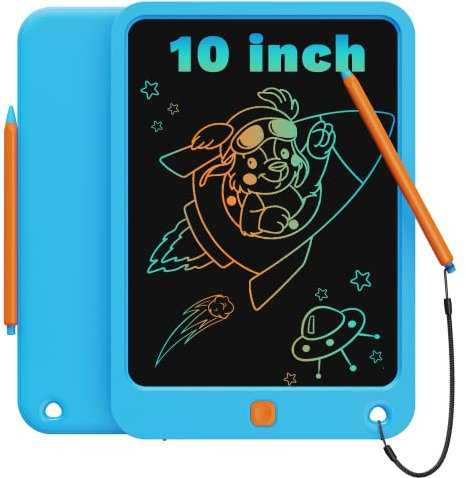 TEKFUN LCD Schreibtafel Kinder Erwachsene 10 Zoll Bunte Zeichenbrett, Spielzeug ab 3 4 5 Jahre Junge Mädchen Zaubertafel Maltafel, Kinder Lernspielzeug Geburtstags Geschenke für 3+ Jahre (Blau)