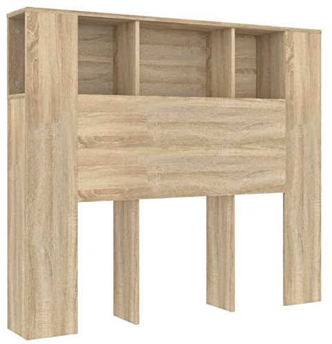Keketa Kopfteilschrank, Home Indoor Schlafzimmer Bücherregal, Holz Stauraum Bett Rückwand Fußteil Möbel Bett Zubehör Sonoma Eiche 120x18.5x104.5cm