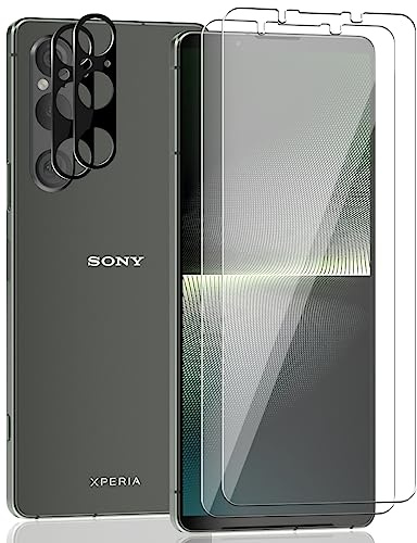 AnnhanT Displayschutz aus Hartglas für Sony Xperia 1 V, Sony Xperia 1 V. Enthält 2 Displayschutzfolien und 2 Stück Rückseitenschutz, kratzfest