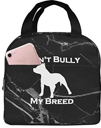 Lsjuee Lunchtaschen mit Aufschrift „Don't Bully My Breed Pitbulls, isolierte Lunchbox, Lunch-Einkaufstasche, Picknicktasche für Damen, Herren, Jungen, Mädchen, Arbeit, Büro